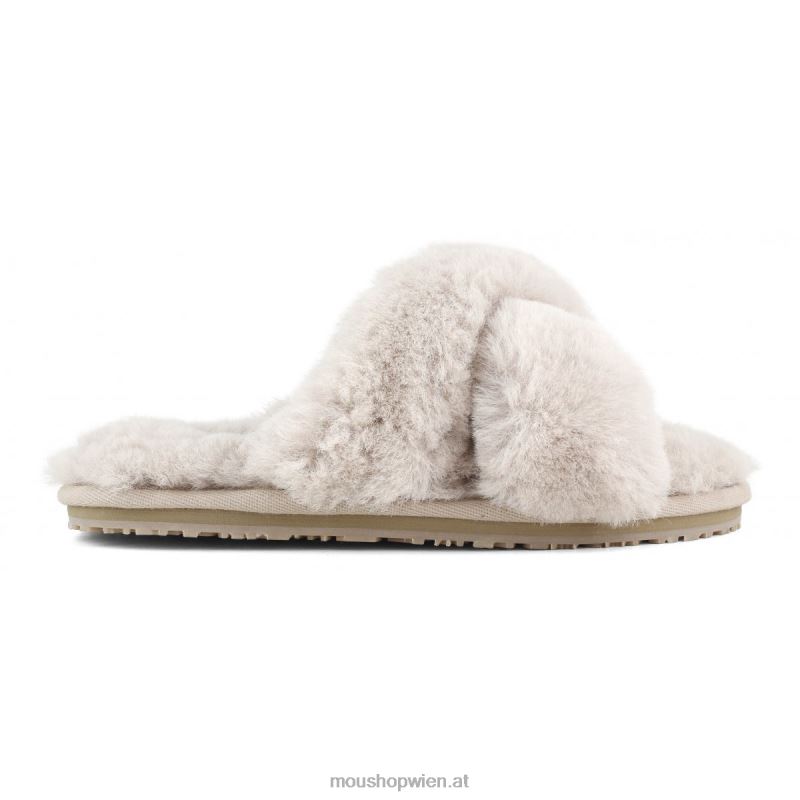 Frauen Slipper mit überkreuztem Fell Mou P660X479 rosabeige