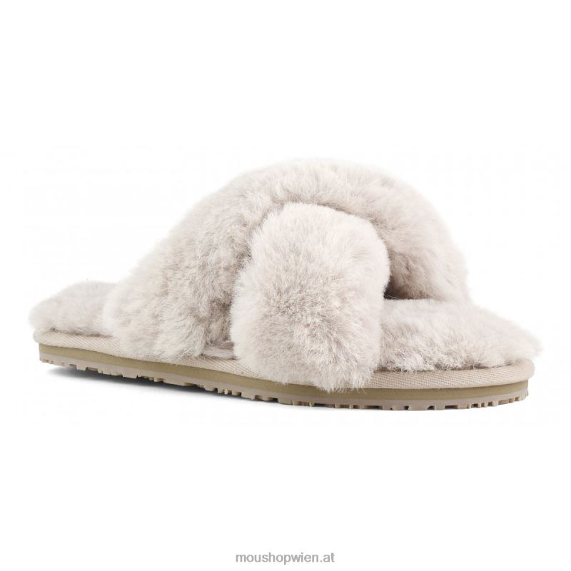 Frauen Slipper mit überkreuztem Fell Mou P660X479 rosabeige