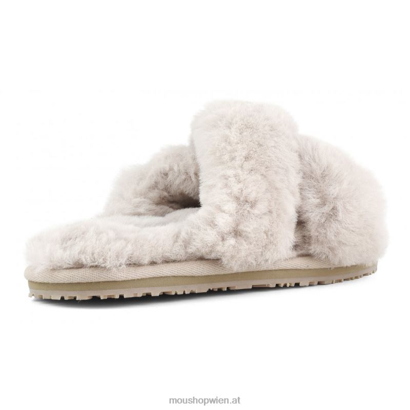 Frauen Slipper mit überkreuztem Fell Mou P660X479 rosabeige