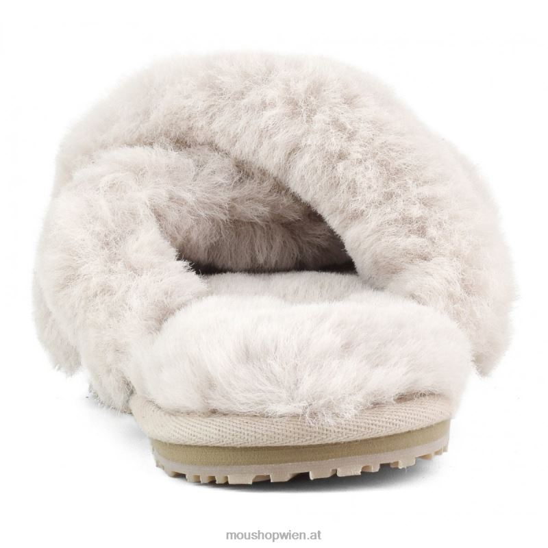 Frauen Slipper mit überkreuztem Fell Mou P660X479 rosabeige