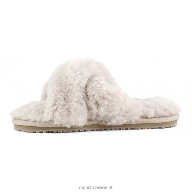 Frauen Slipper mit überkreuztem Fell Mou P660X479 rosabeige