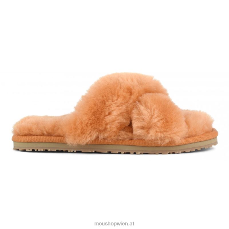 Frauen Slipper mit überkreuztem Fell Mou P660X480 Aprikosenorange