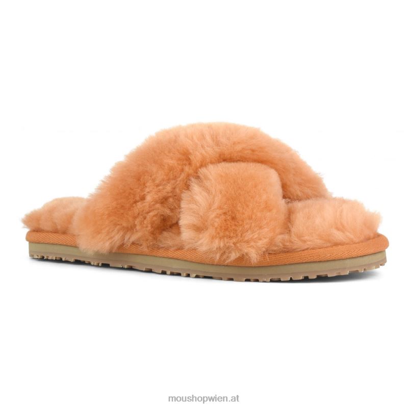 Frauen Slipper mit überkreuztem Fell Mou P660X480 Aprikosenorange
