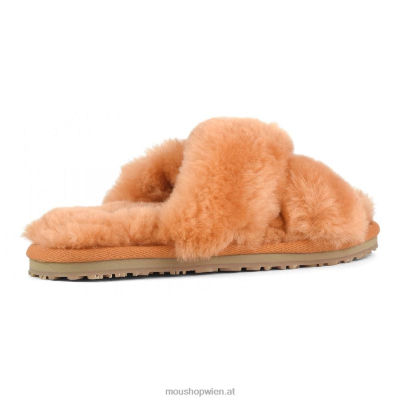 Frauen Slipper mit überkreuztem Fell Mou P660X480 Aprikosenorange