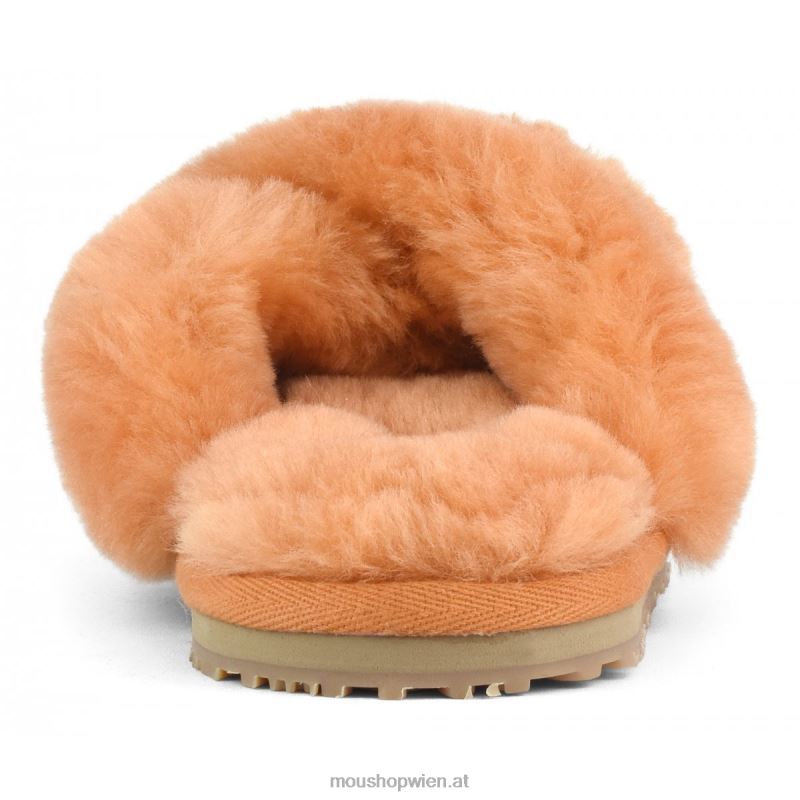 Frauen Slipper mit überkreuztem Fell Mou P660X480 Aprikosenorange
