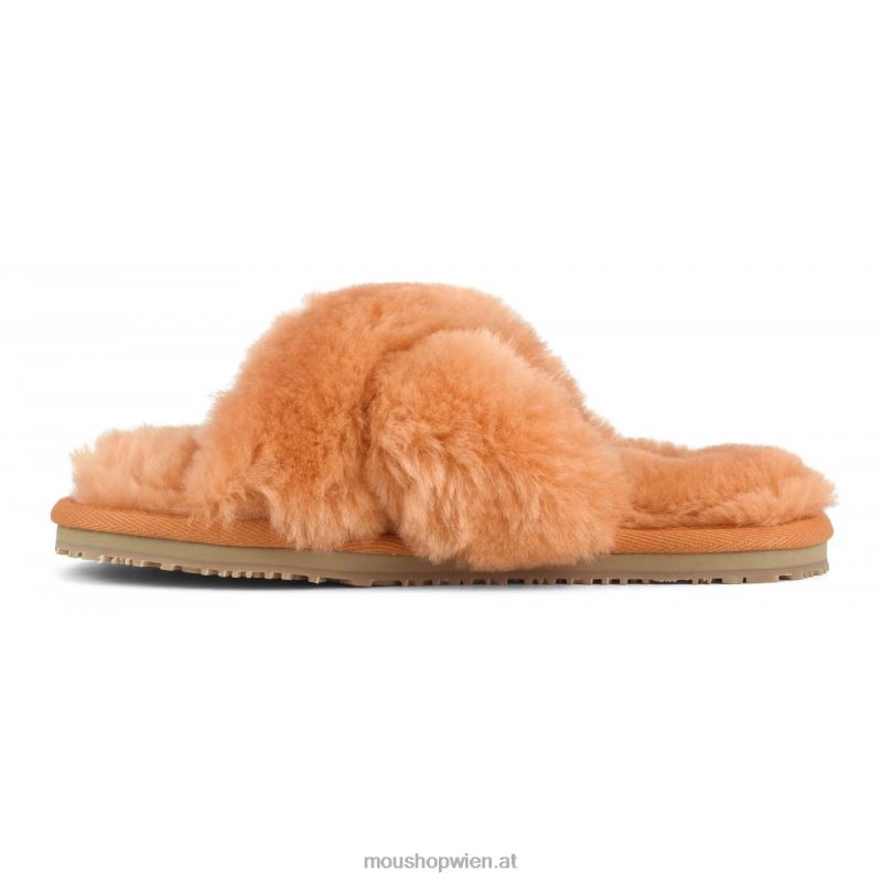 Frauen Slipper mit überkreuztem Fell Mou P660X480 Aprikosenorange