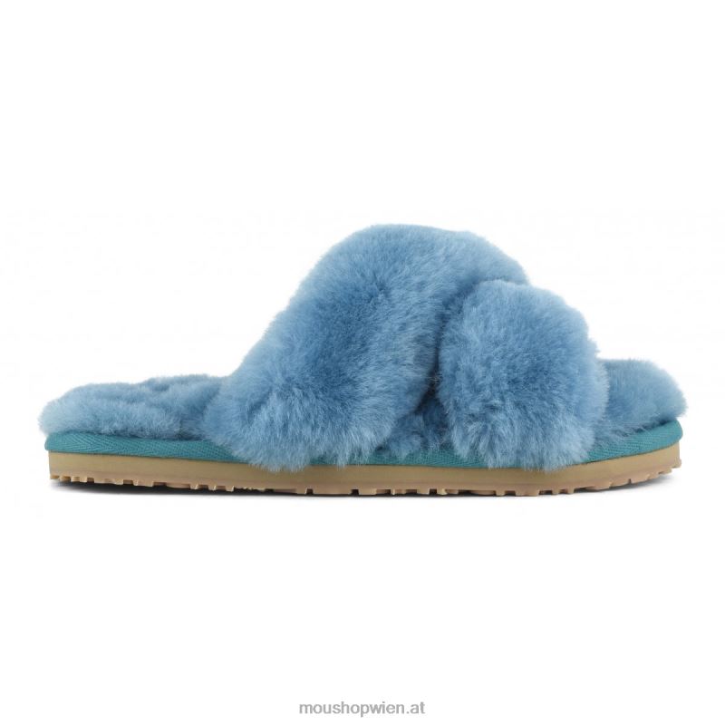 Frauen Slipper mit überkreuztem Fell Mou P660X481 Biskaya-Bucht