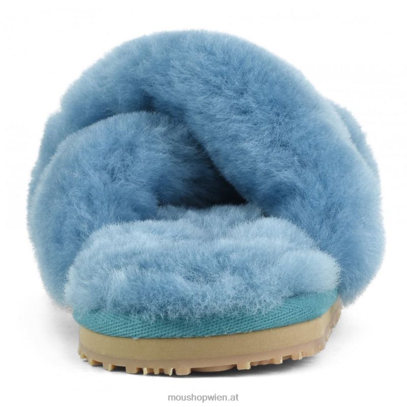Frauen Slipper mit überkreuztem Fell Mou P660X481 Biskaya-Bucht