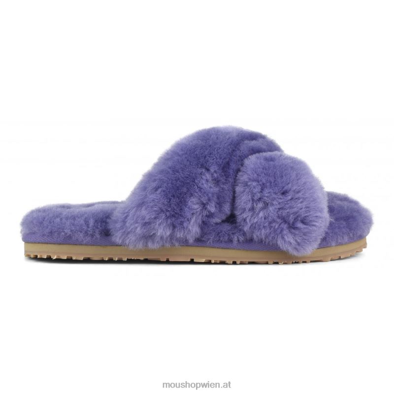 Frauen Slipper mit überkreuztem Fell Mou P660X482 Dämmerungsviolett
