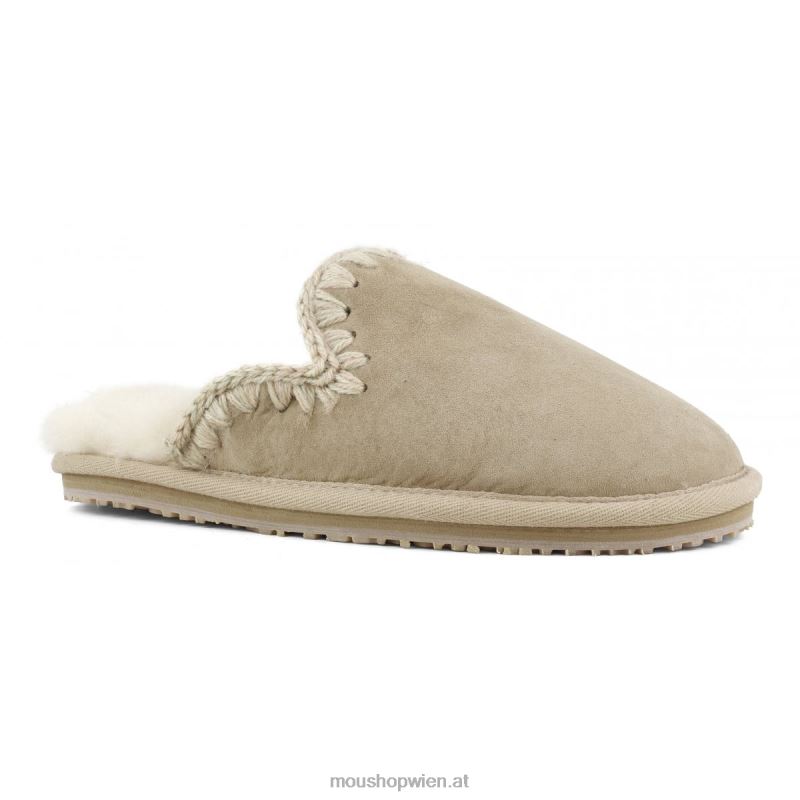 Frauen Wildleder-Slipper mit Eskimostich Mou P660X435 Kamel