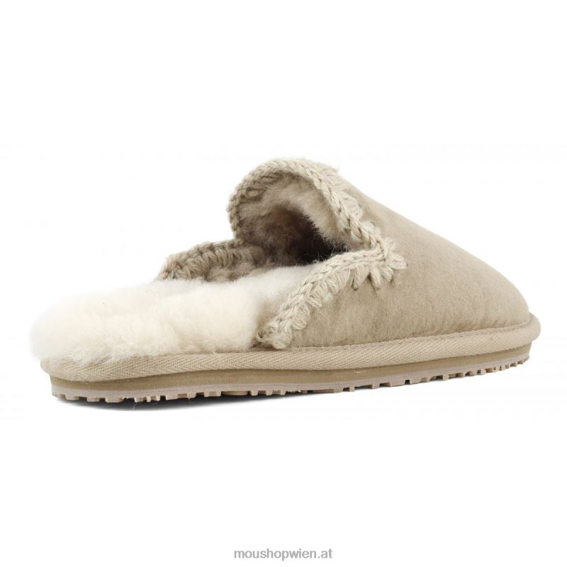 Frauen Wildleder-Slipper mit Eskimostich Mou P660X435 Kamel