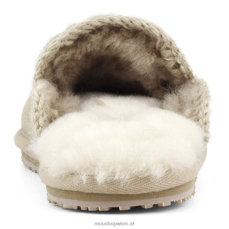 Frauen Wildleder-Slipper mit Eskimostich Mou P660X435 Kamel