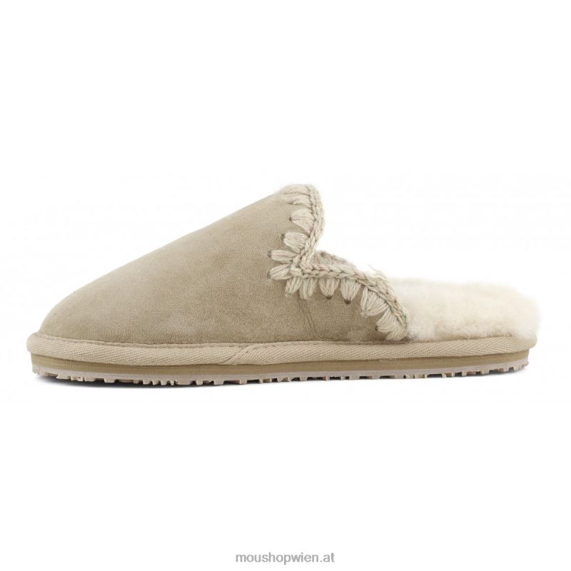 Frauen Wildleder-Slipper mit Eskimostich Mou P660X435 Kamel