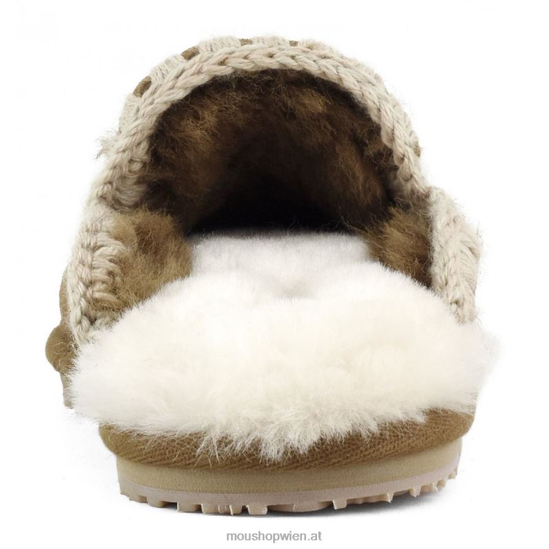 Frauen Wildleder-Slipper mit Eskimostich Mou P660X436 Cognac
