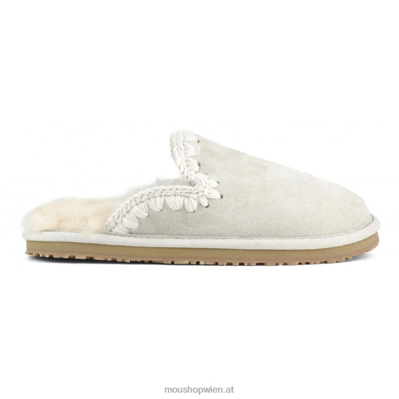 Frauen Wildleder-Slipper mit Eskimostich Mou P660X437 Weißbirke