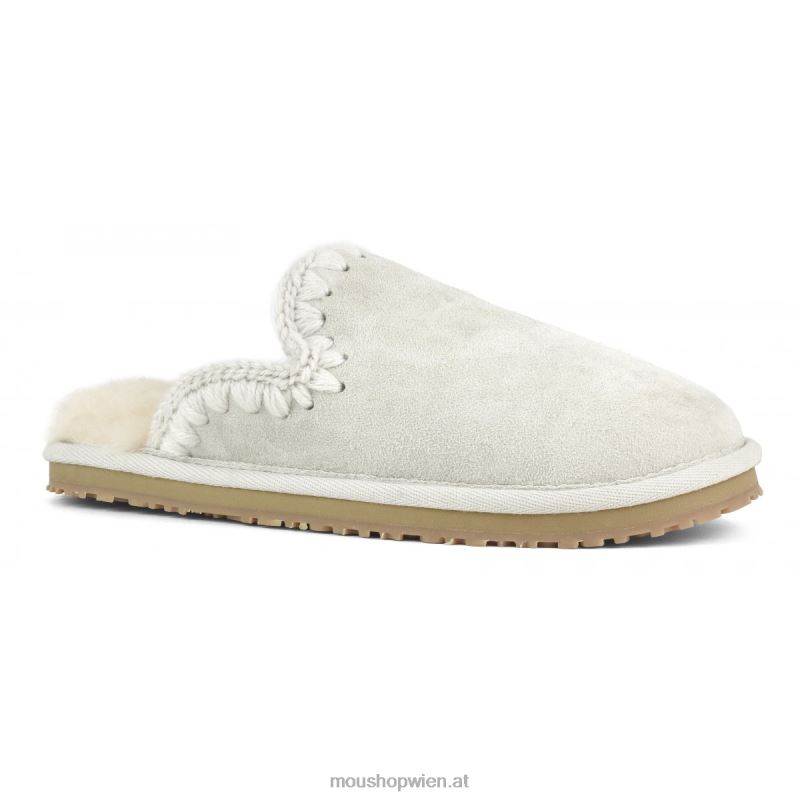 Frauen Wildleder-Slipper mit Eskimostich Mou P660X437 Weißbirke