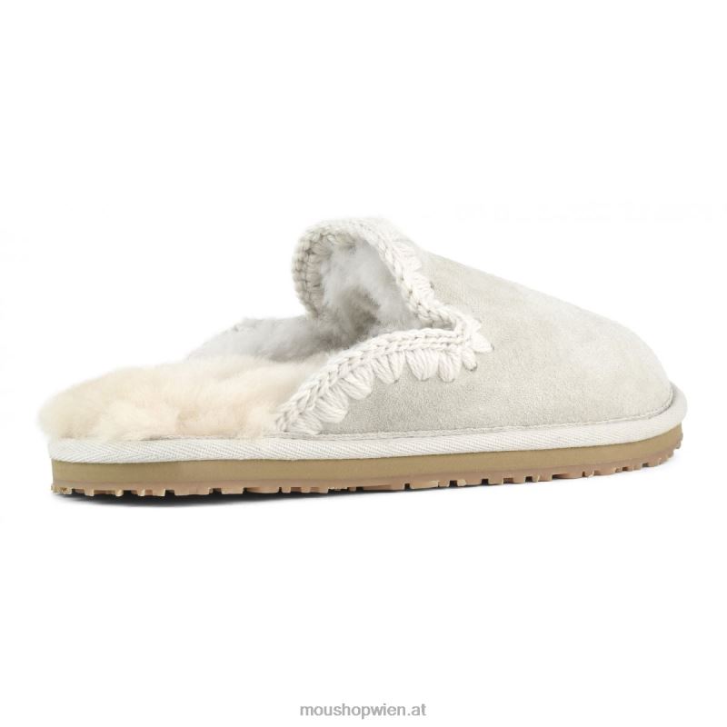Frauen Wildleder-Slipper mit Eskimostich Mou P660X437 Weißbirke