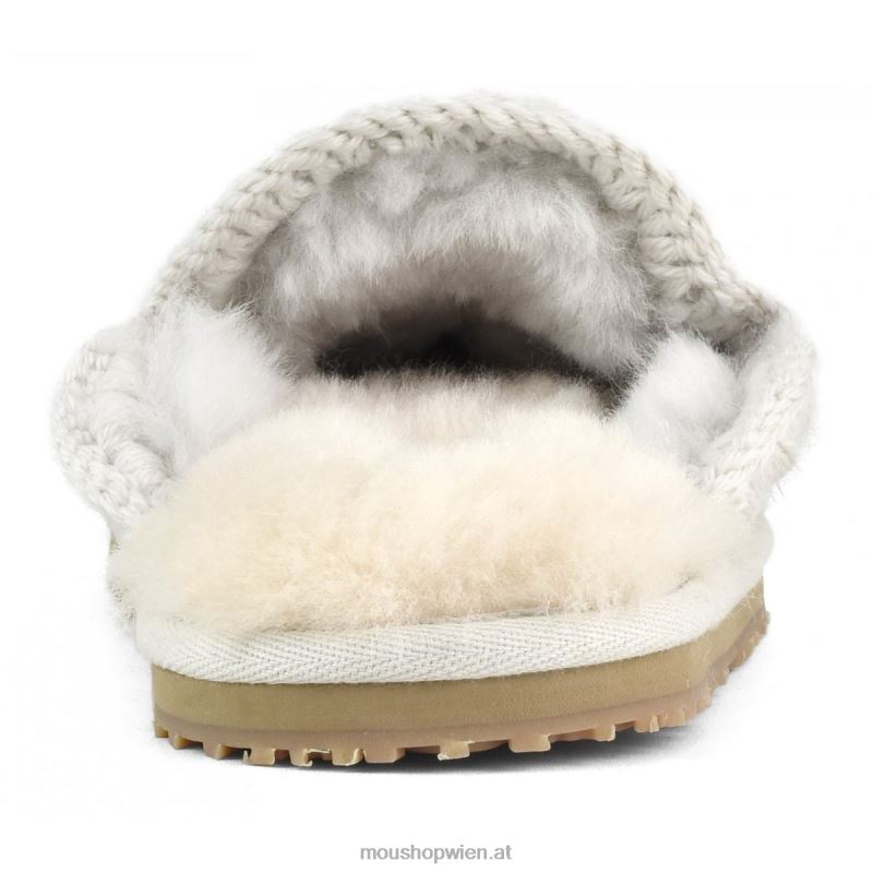Frauen Wildleder-Slipper mit Eskimostich Mou P660X437 Weißbirke