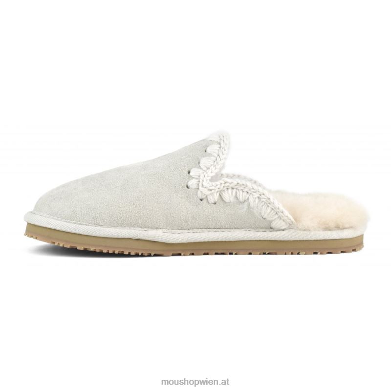 Frauen Wildleder-Slipper mit Eskimostich Mou P660X437 Weißbirke