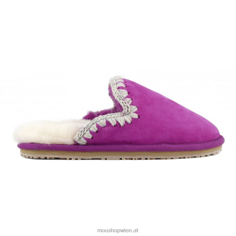 Frauen Wildleder-Slipper mit Eskimostich Mou P660X439 Cyclamin
