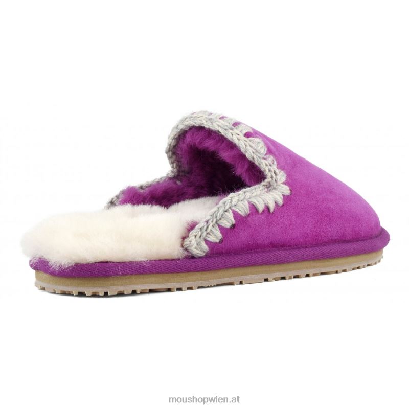 Frauen Wildleder-Slipper mit Eskimostich Mou P660X439 Cyclamin