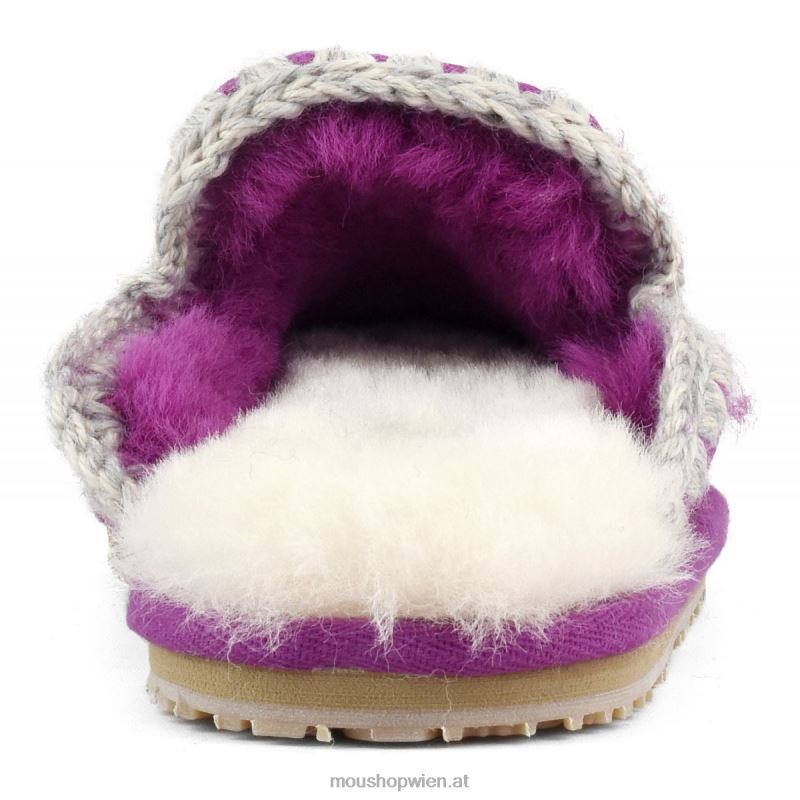 Frauen Wildleder-Slipper mit Eskimostich Mou P660X439 Cyclamin