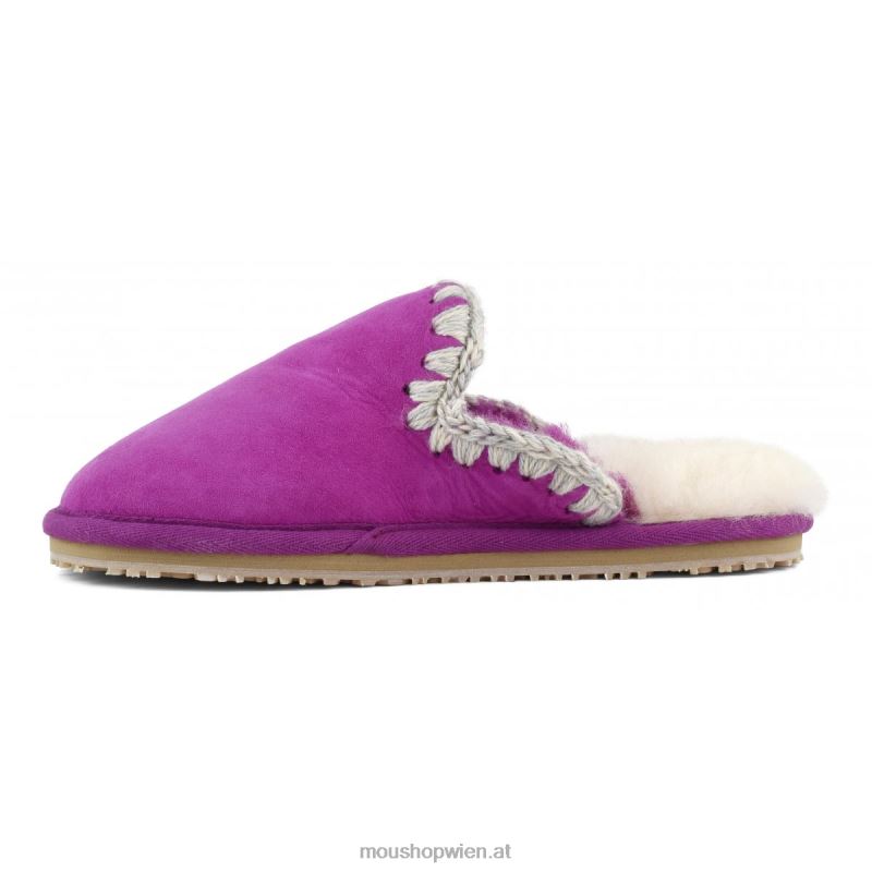 Frauen Wildleder-Slipper mit Eskimostich Mou P660X439 Cyclamin