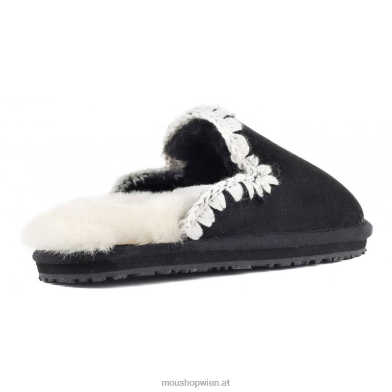 Frauen Wildleder-Slipper mit Eskimostich Mou P660X440 schwarzes Wildleder