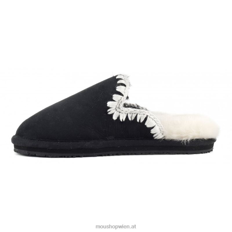 Frauen Wildleder-Slipper mit Eskimostich Mou P660X440 schwarzes Wildleder