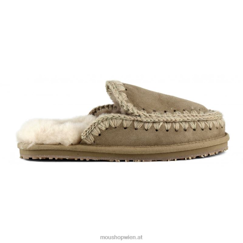 Frauen Wildleder-Slipper mit vollem Eskimo-Stich Mou P660X427 Kamel