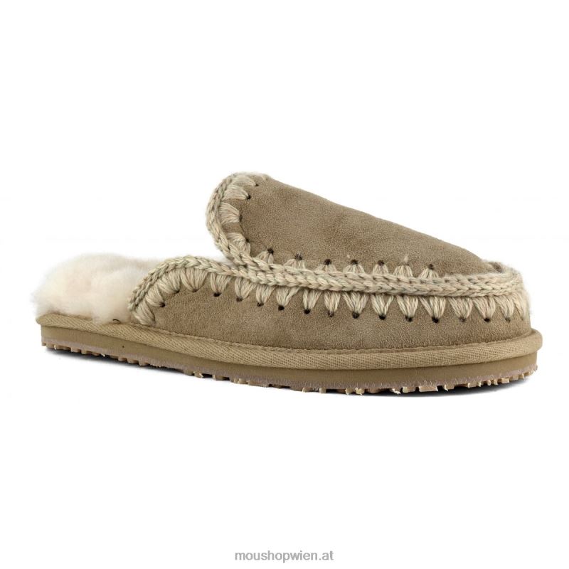 Frauen Wildleder-Slipper mit vollem Eskimo-Stich Mou P660X427 Kamel