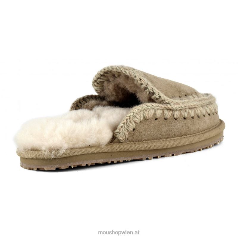 Frauen Wildleder-Slipper mit vollem Eskimo-Stich Mou P660X427 Kamel