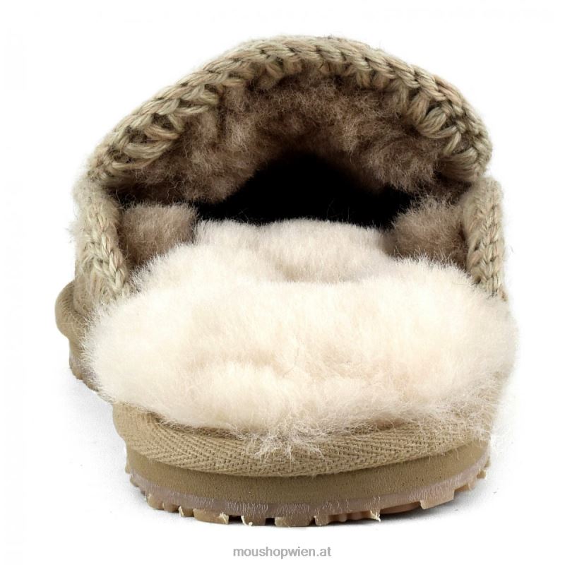 Frauen Wildleder-Slipper mit vollem Eskimo-Stich Mou P660X427 Kamel