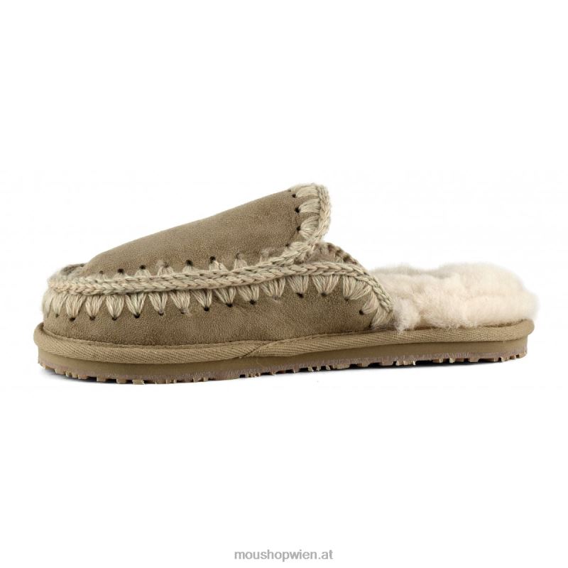 Frauen Wildleder-Slipper mit vollem Eskimo-Stich Mou P660X427 Kamel