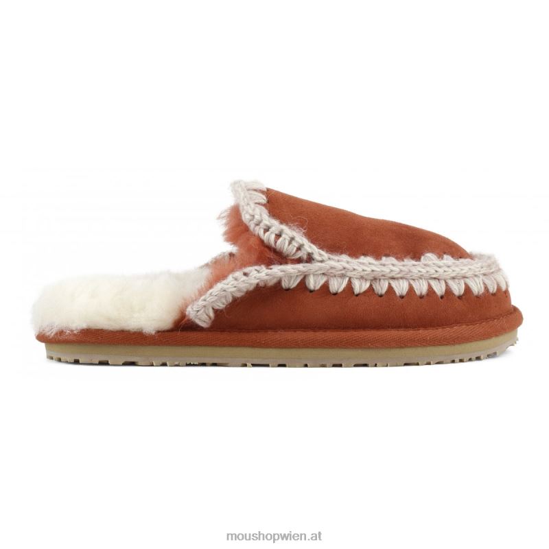 Frauen Wildleder-Slipper mit vollem Eskimo-Stich Mou P660X428 Ingwer