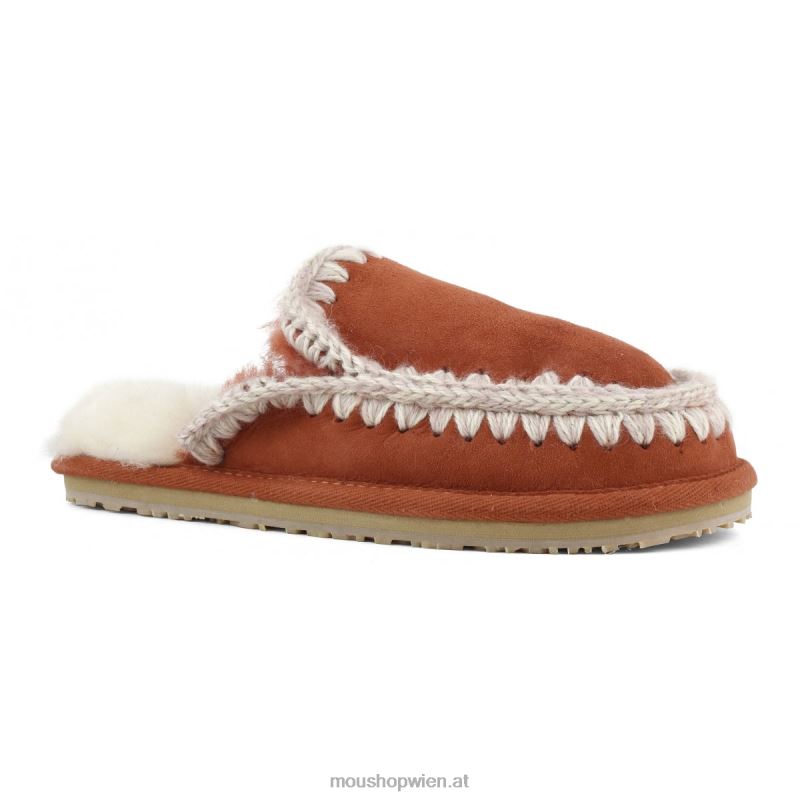 Frauen Wildleder-Slipper mit vollem Eskimo-Stich Mou P660X428 Ingwer