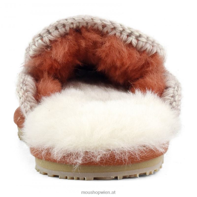 Frauen Wildleder-Slipper mit vollem Eskimo-Stich Mou P660X428 Ingwer