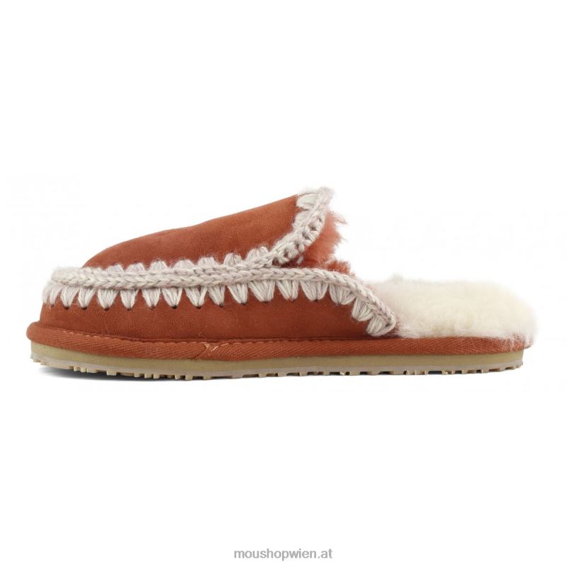 Frauen Wildleder-Slipper mit vollem Eskimo-Stich Mou P660X428 Ingwer