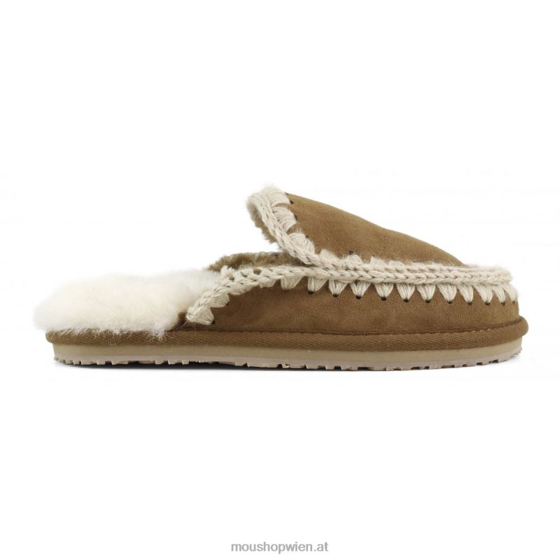 Frauen Wildleder-Slipper mit vollem Eskimo-Stich Mou P660X429 Cognac