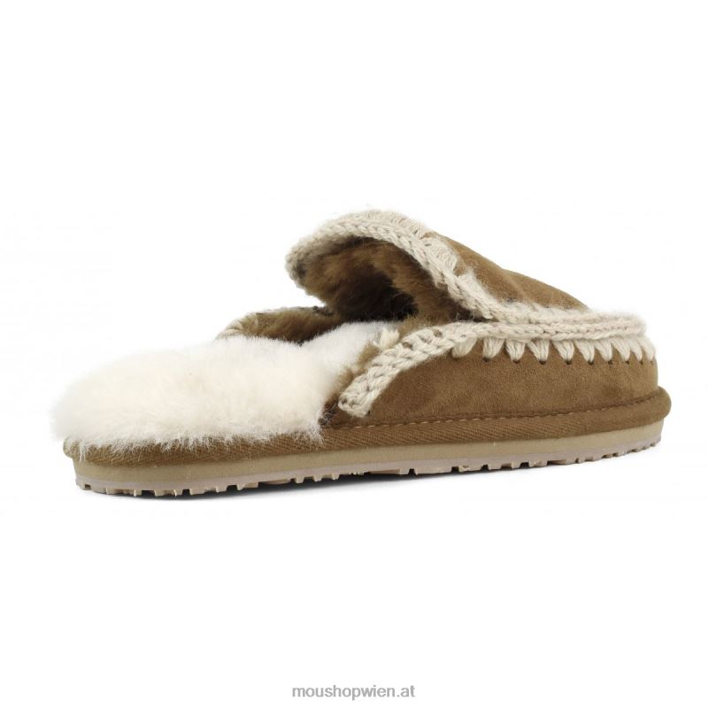 Frauen Wildleder-Slipper mit vollem Eskimo-Stich Mou P660X429 Cognac