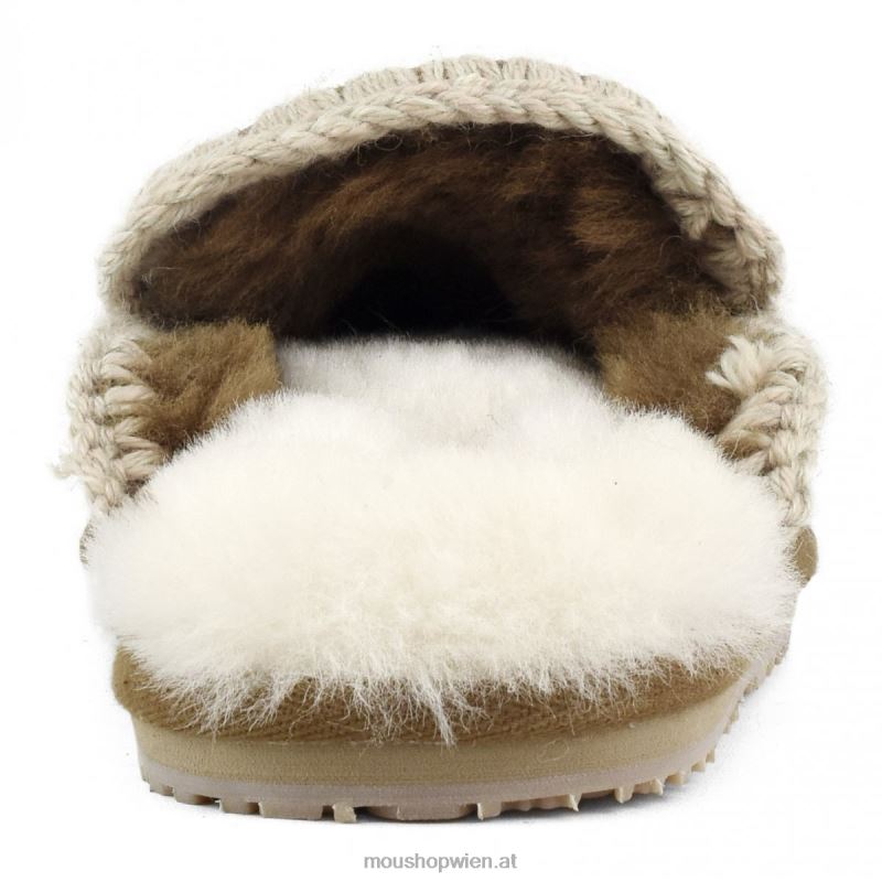Frauen Wildleder-Slipper mit vollem Eskimo-Stich Mou P660X429 Cognac