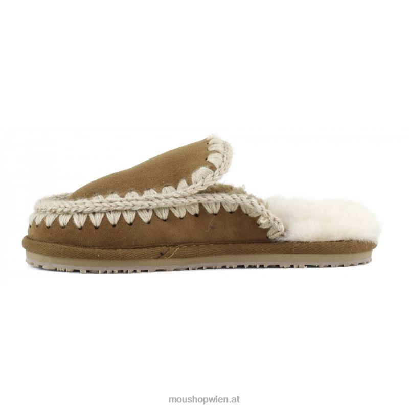Frauen Wildleder-Slipper mit vollem Eskimo-Stich Mou P660X429 Cognac