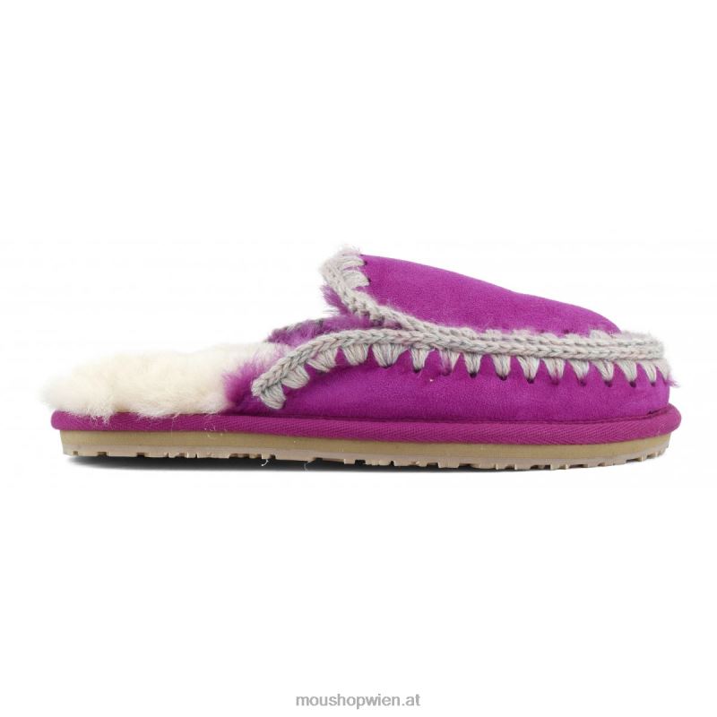 Frauen Wildleder-Slipper mit vollem Eskimo-Stich Mou P660X430 Cyclamin