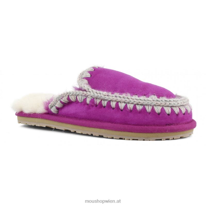 Frauen Wildleder-Slipper mit vollem Eskimo-Stich Mou P660X430 Cyclamin