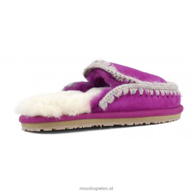 Frauen Wildleder-Slipper mit vollem Eskimo-Stich Mou P660X430 Cyclamin