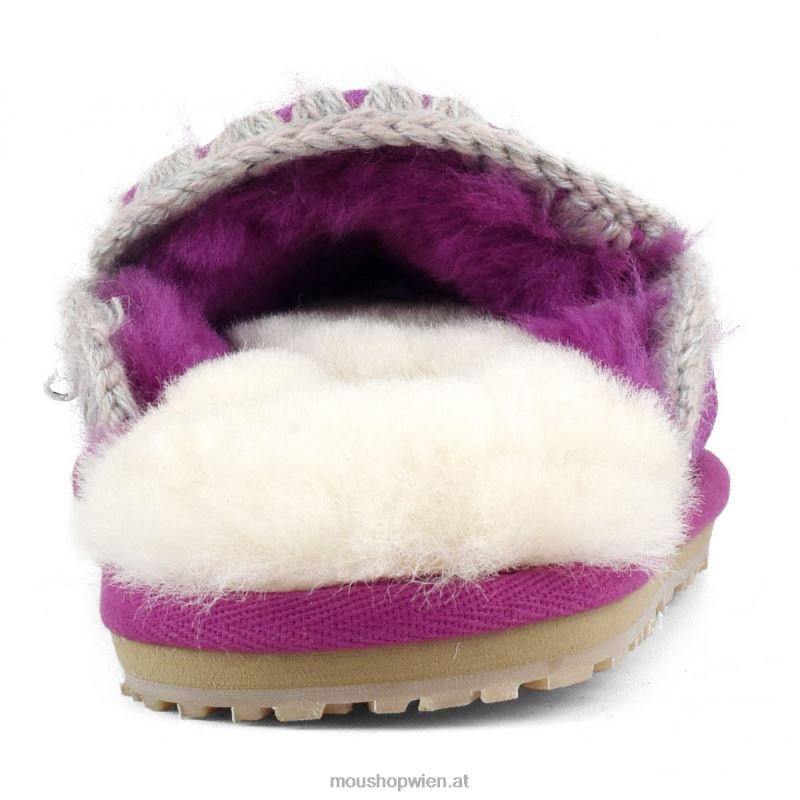 Frauen Wildleder-Slipper mit vollem Eskimo-Stich Mou P660X430 Cyclamin