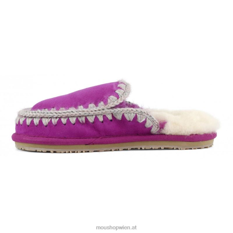 Frauen Wildleder-Slipper mit vollem Eskimo-Stich Mou P660X430 Cyclamin
