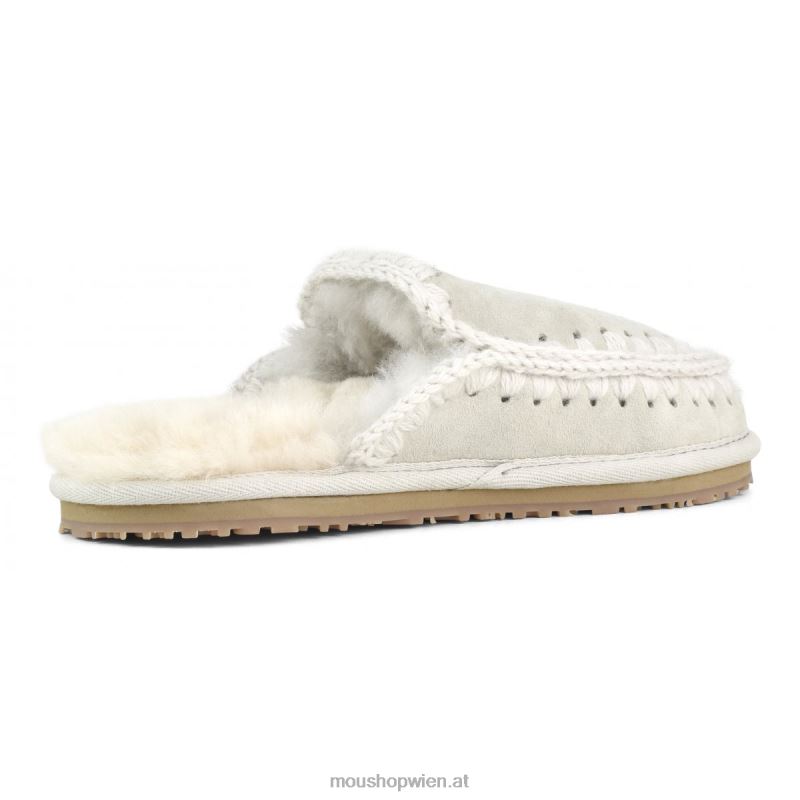 Frauen Wildleder-Slipper mit vollem Eskimo-Stich Mou P660X433 Weißbirke