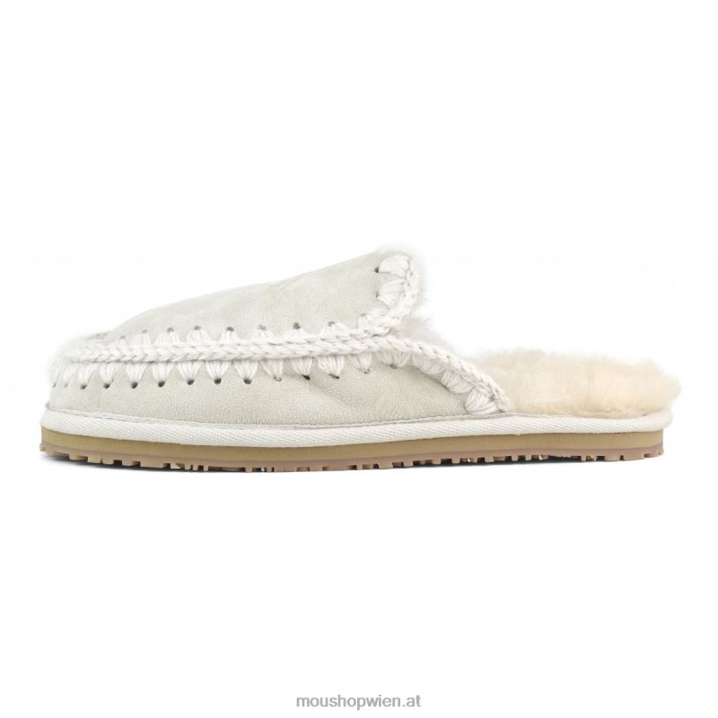 Frauen Wildleder-Slipper mit vollem Eskimo-Stich Mou P660X433 Weißbirke