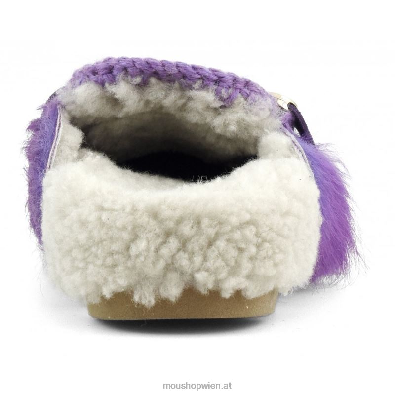 Frauen Winter-Bio-Slide mit langen Haaren, Ponyfell Mou P660X417 Langhaarpony lila